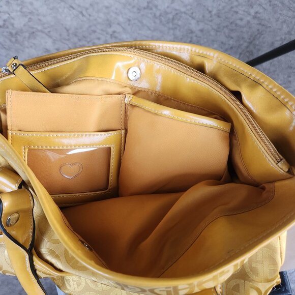 Giani Bernini NEW Gold Logo Tote Bag Faux Leather & Fabric Shoulder Purse NWOT - Picture 10 of 14